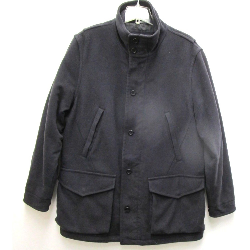 Nautica Men's Wool Blend Black Four Pocket Zip Up & Button Up Coat  SZ L